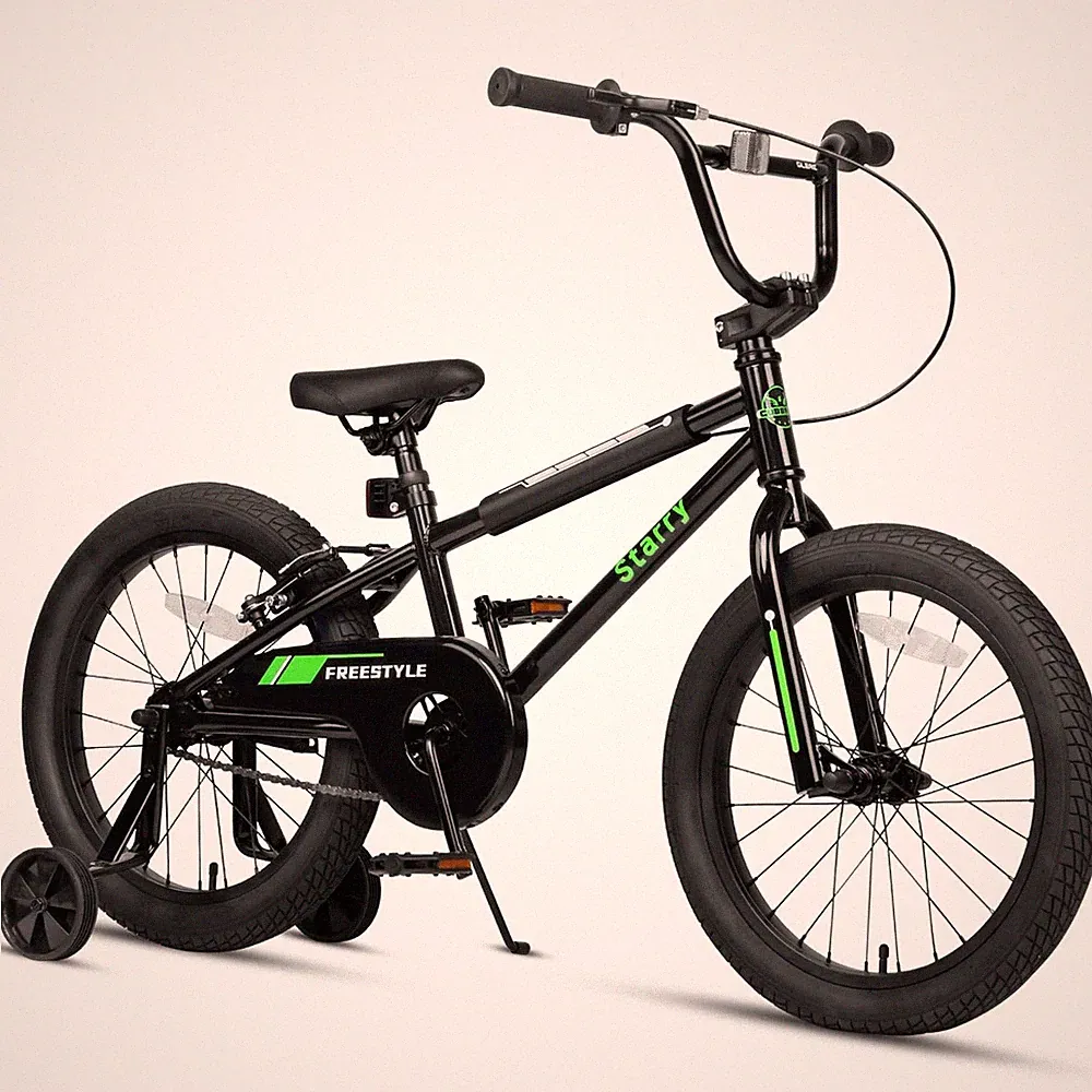 Kids Bike 18 Inch BMX Style Training Wheels Coaster Brake Black Cubsala Little