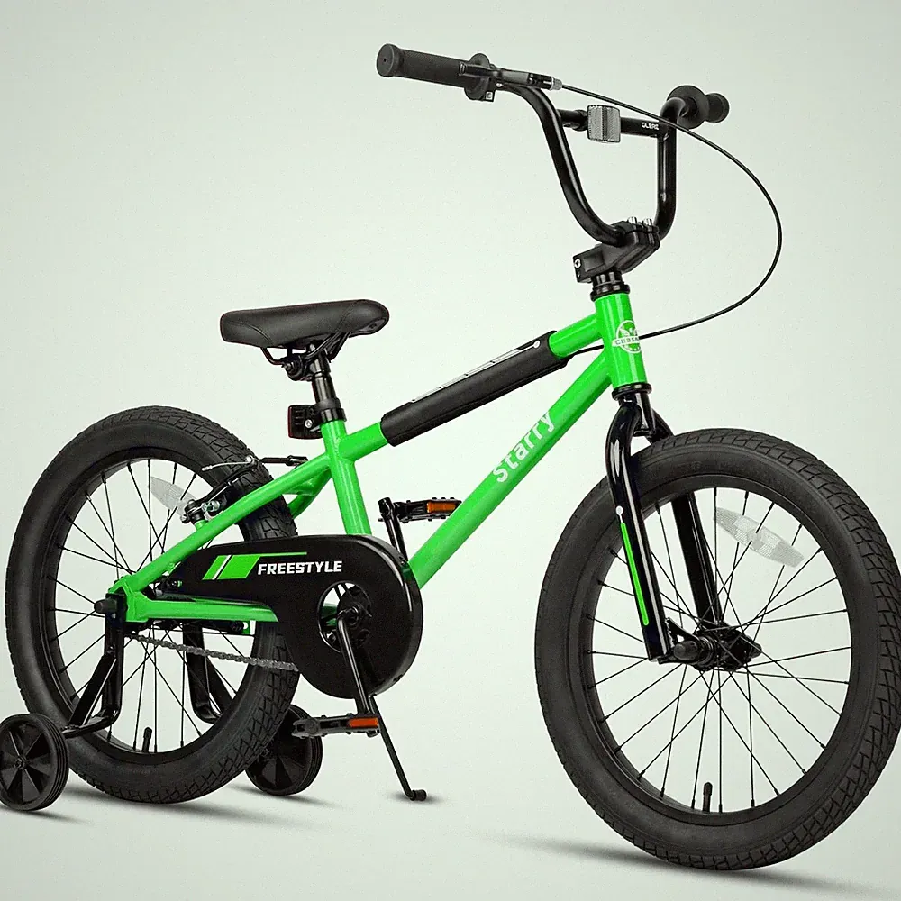 Kids Bike 18 Inch BMX Style Training Wheels Coaster Brake Green cubsala Little